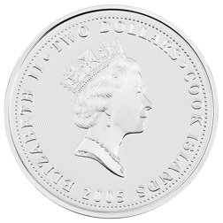 Pre-Owned 2005 Cook Islands Birds of New Zealand: Tui 1oz Proof Design Silver Coin - VAT Free